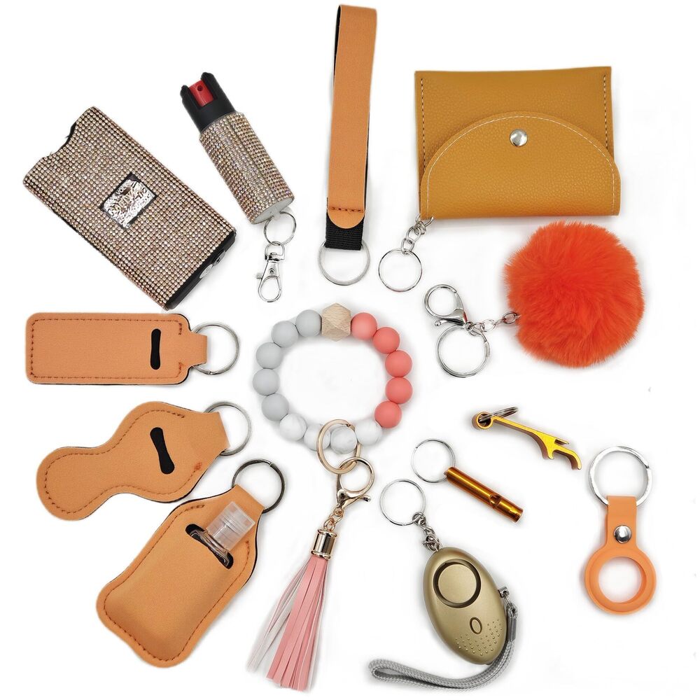 9578 Gift Keychain Set with Card Holder, Wristlet Strap, Whistle, Travel